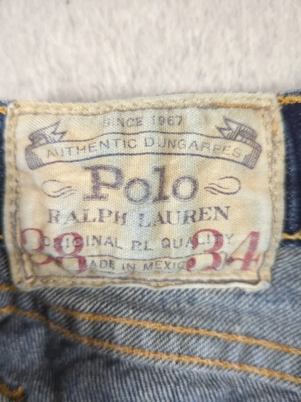 Polo Ralph Lauren Jeans Men's 38x34 (Fit 38x33) Blue Denim Authentic Dungarees